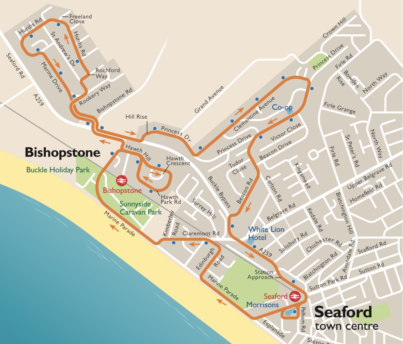 Seaford Town bus service 120 map